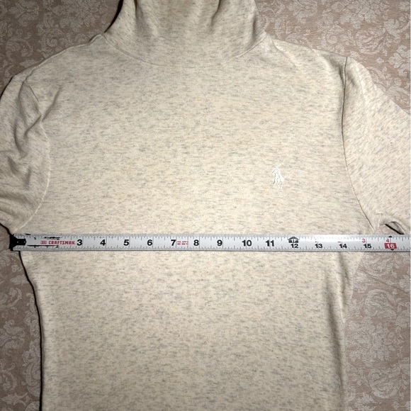 Ralph Lauren ~ Ivory Heathered Long Line Slim Fit Turtleneck Top ~ Small/Medium - Picture 8 of 10